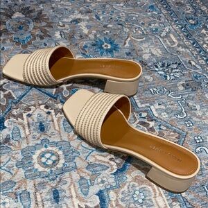 Marc Fisher Cream Ribbed Mules